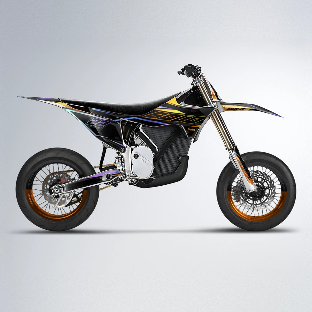 DORTOS Stark Varg SM supermoto graphics kit in Orange & Yellow