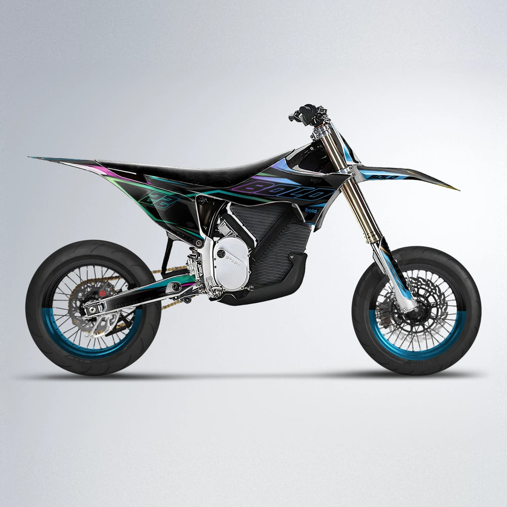 DORTOS Stark Varg SM supermoto graphics kit in Pink & Light Blue