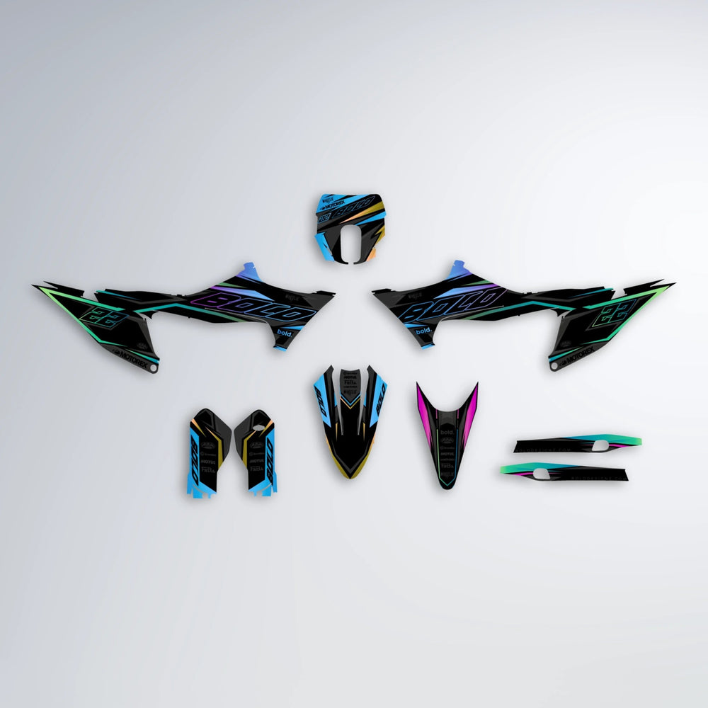 DORTOS Stark Varg SM graphics kit parts layout in Pink & Light Blue