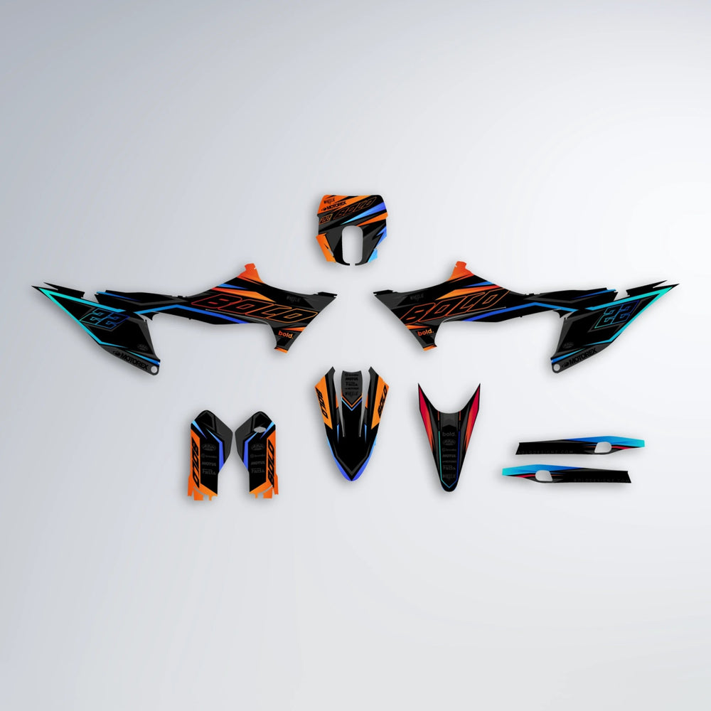 DORTOS Stark Varg SM graphics kit parts layout in Red & Orange
