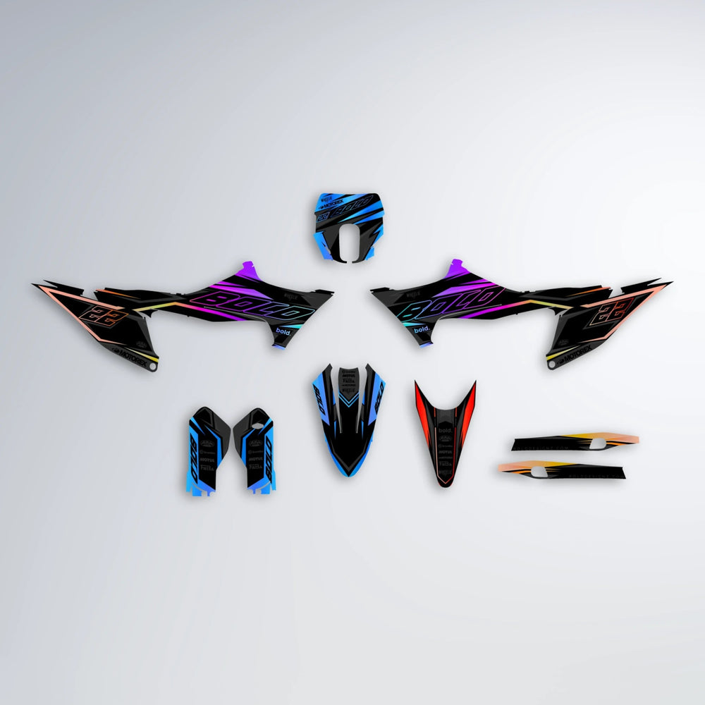 DORTOS Stark Varg SM graphics kit parts layout in Sunset Fade
