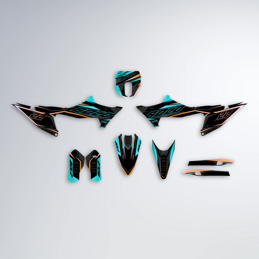 DORTOS Stark Varg SM graphics kit parts layout in Teal