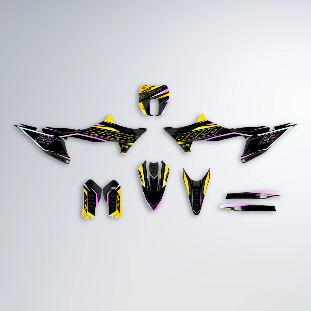 DORTOS Stark Varg SM graphics kit parts layout in Yellow