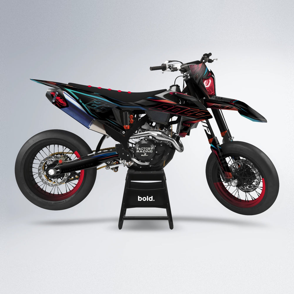 DORTOS supermoto graphics kit in Black & Red