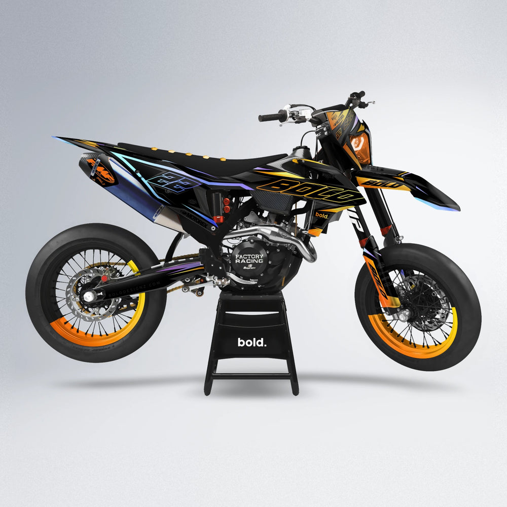 DORTOS supermoto graphics kit in Orange & Yellow