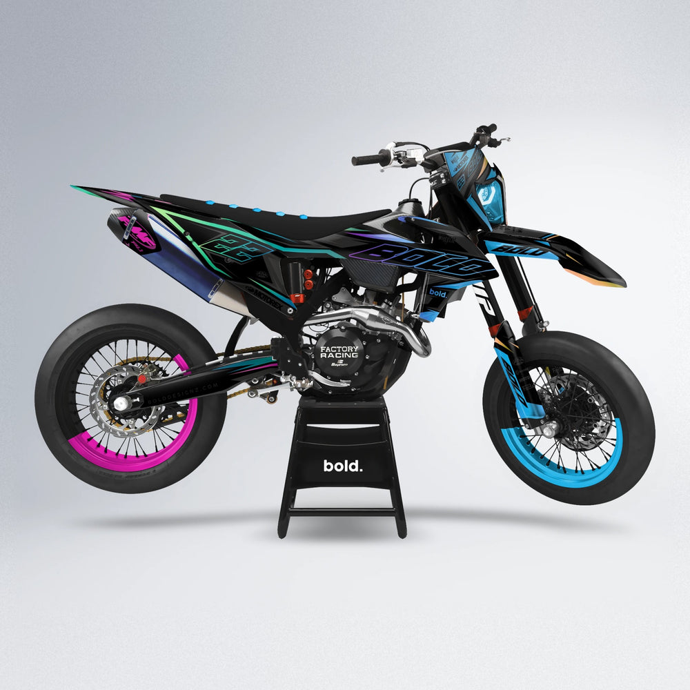DORTOS supermoto graphics kit in Pink & Light Blue