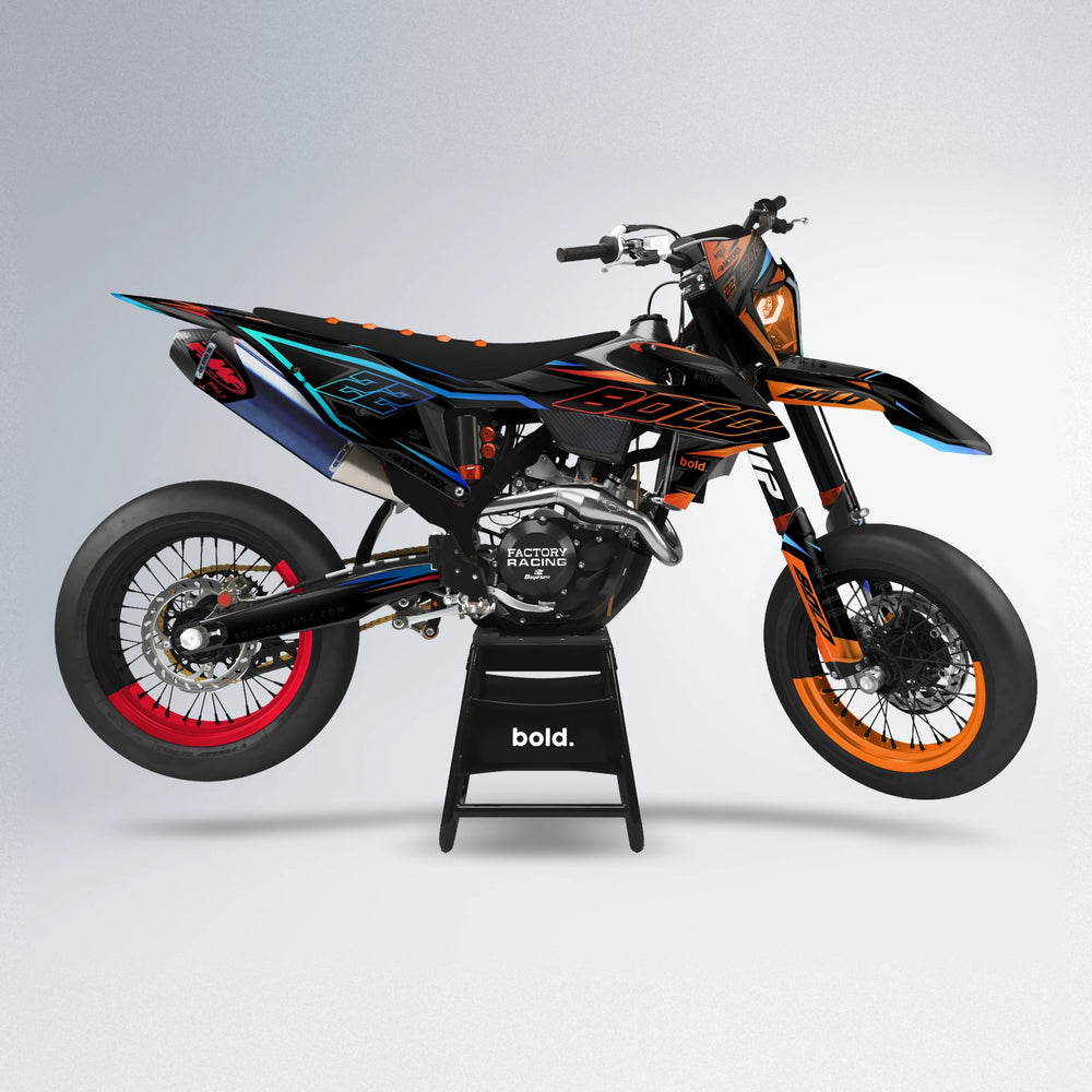DORTOS supermoto graphics kit in Red & Orange