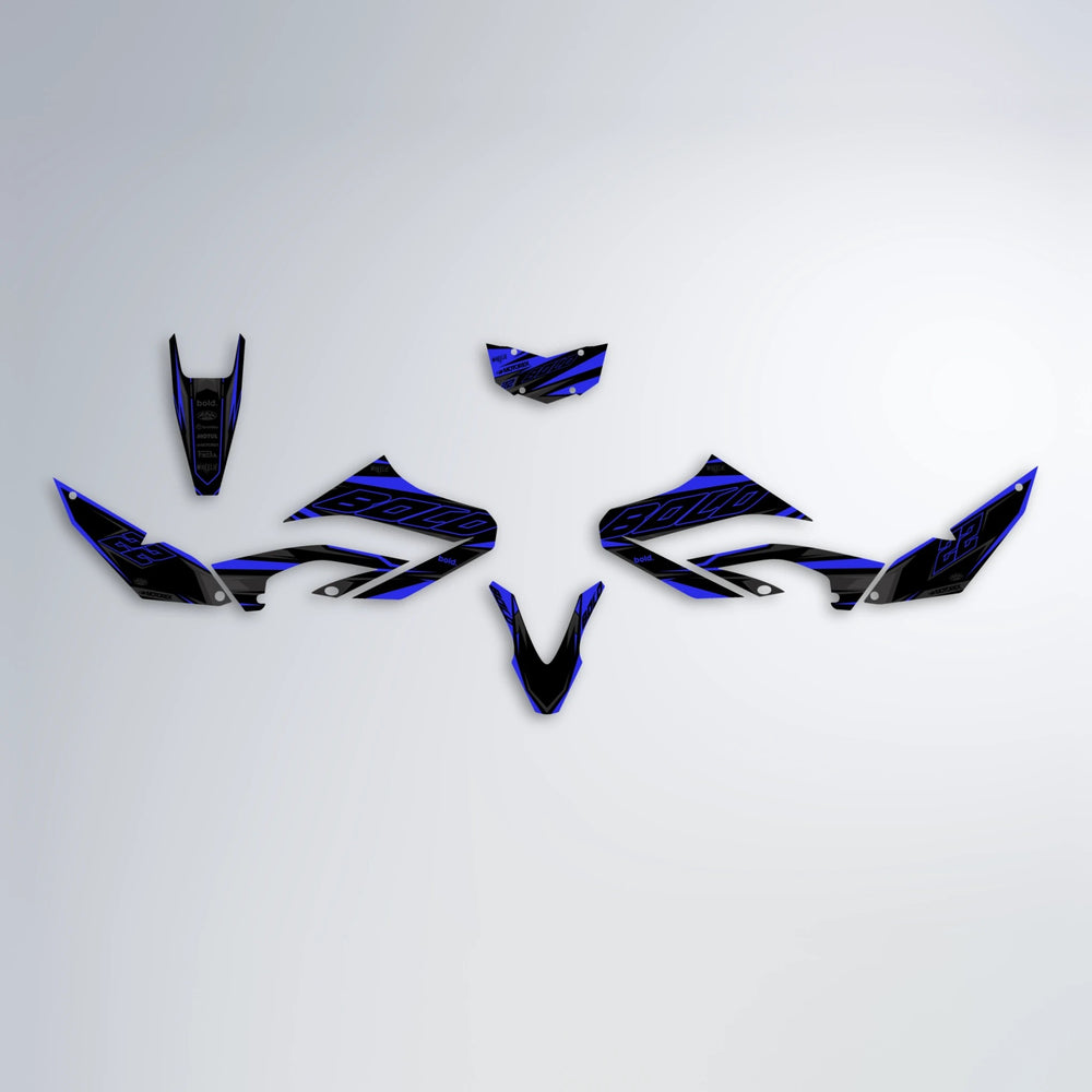 DORTOS Yamaha WR 125X graphics kit parts layout in Blue