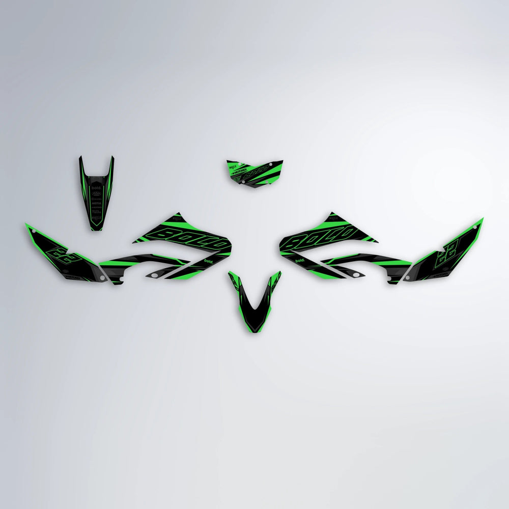DORTOS Yamaha WR 125X graphics kit parts layout in Green