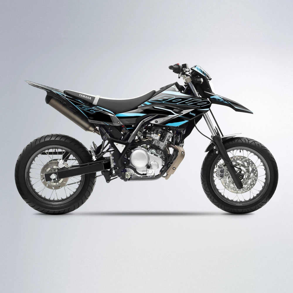DORTOS Yamaha WR 125X supermoto graphics kit in Light Blue & White