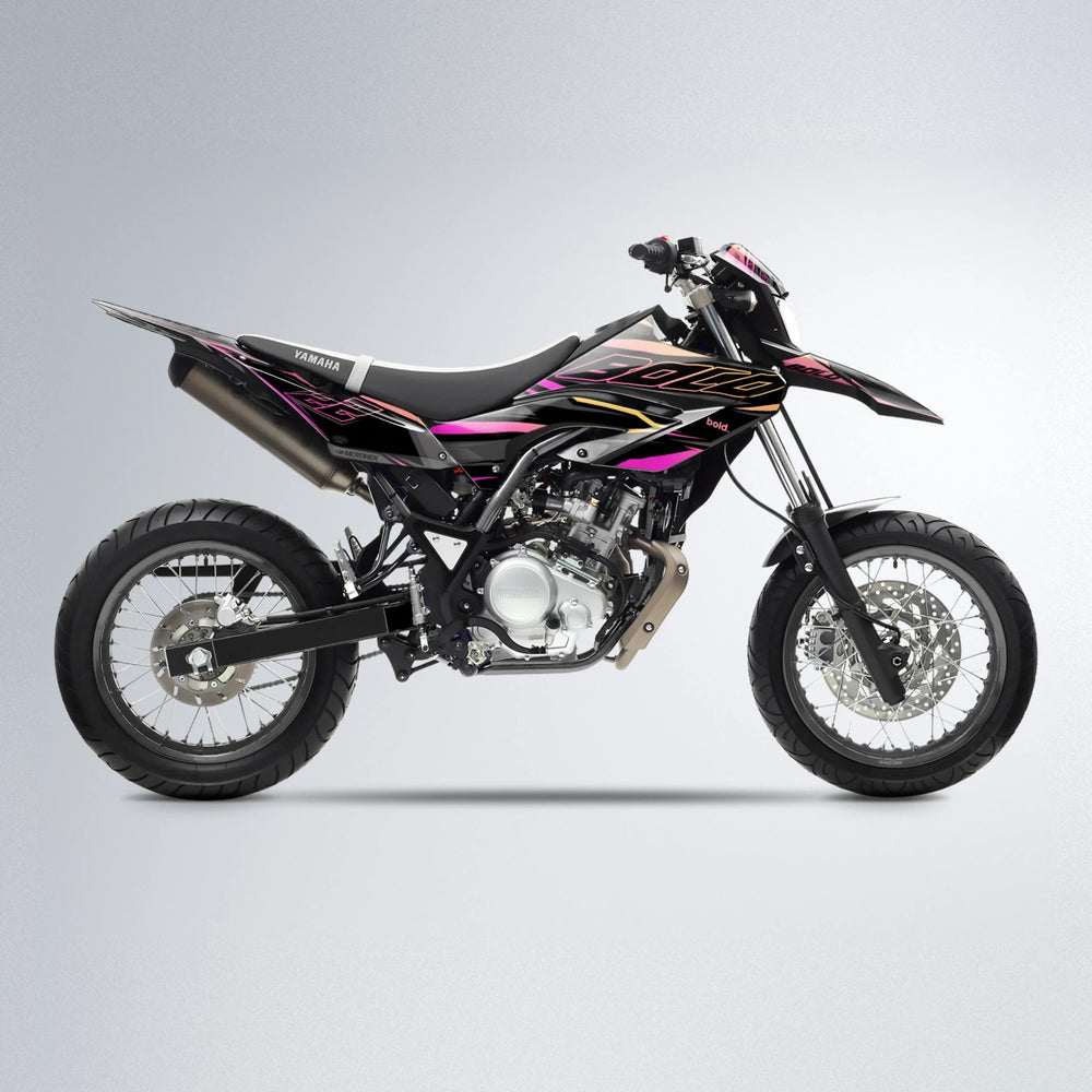 DORTOS Yamaha WR 125X supermoto graphics kit in Pink & Yellow