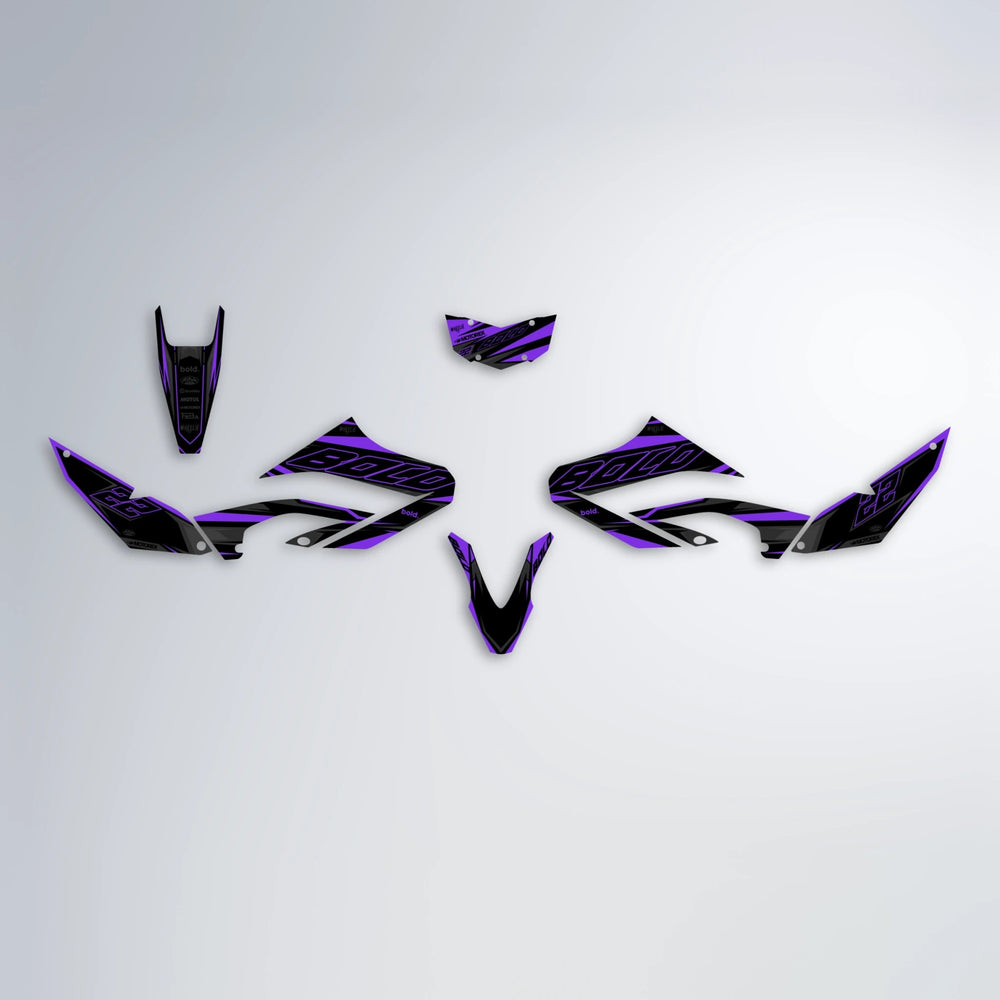 DORTOS Yamaha WR 125X graphics kit parts layout in Purple