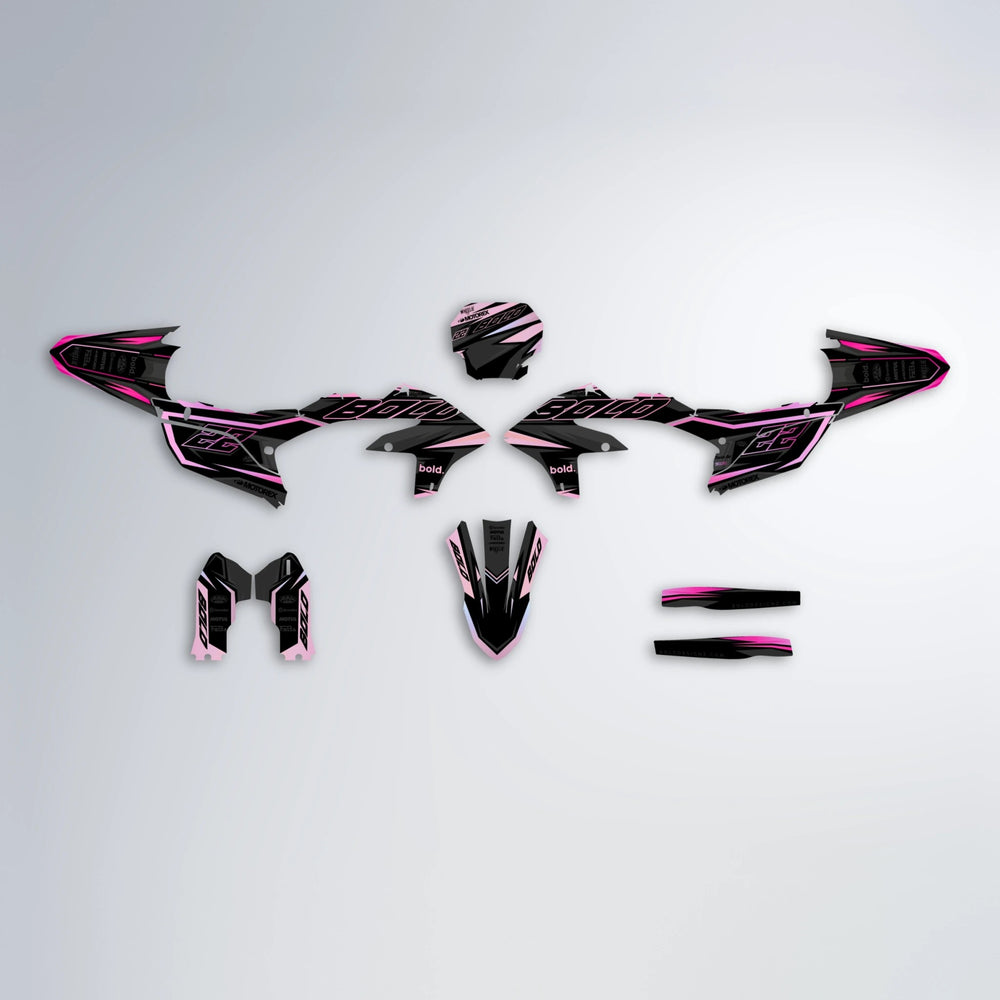 DORTOS Yamaha YZF MX graphics kit parts layout in Flamingo