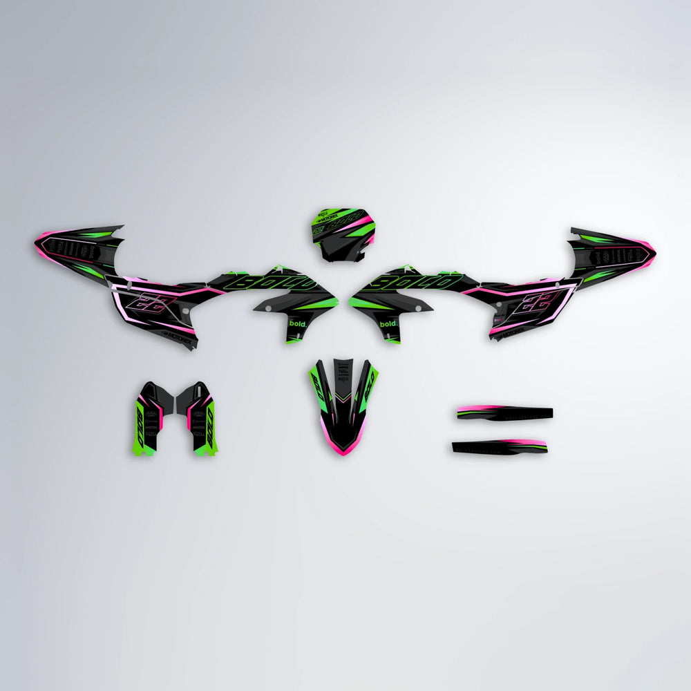 DORTOS Yamaha YZF SM graphics kit parts layout in Green