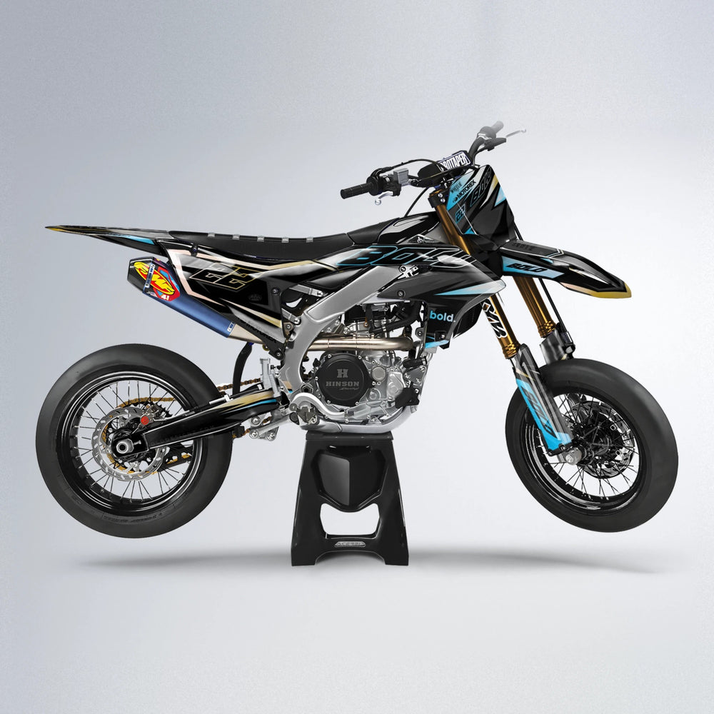DORTOS Yamaha YZF SM supermoto graphics kit in Light Blue & White