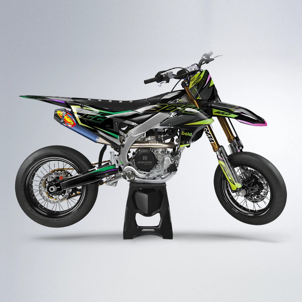 DORTOS Yamaha YZF SM supermoto graphics kit in Purple & Yellow