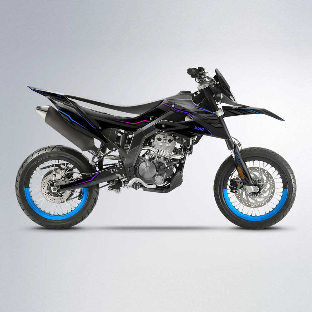 DRIFT Aprilia SX 125 supermoto graphics kit in Blue Purple Fade