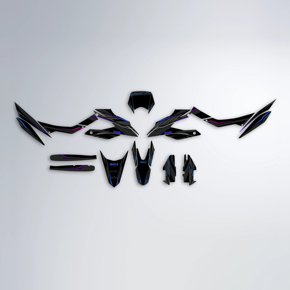 DRIFT Aprilia SX 125 graphics kit parts layout in Blue Purple Fade