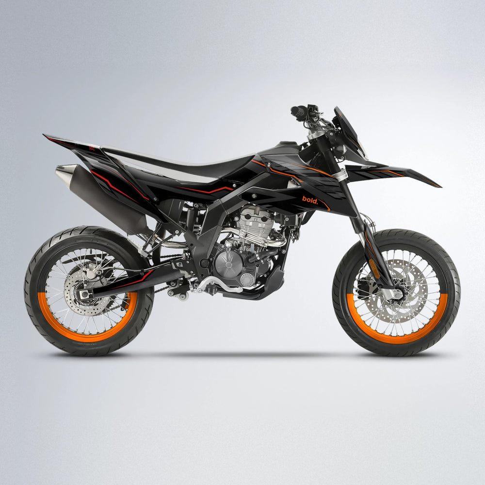 DRIFT Aprilia SX 125 supermoto graphics kit in Red & Orange