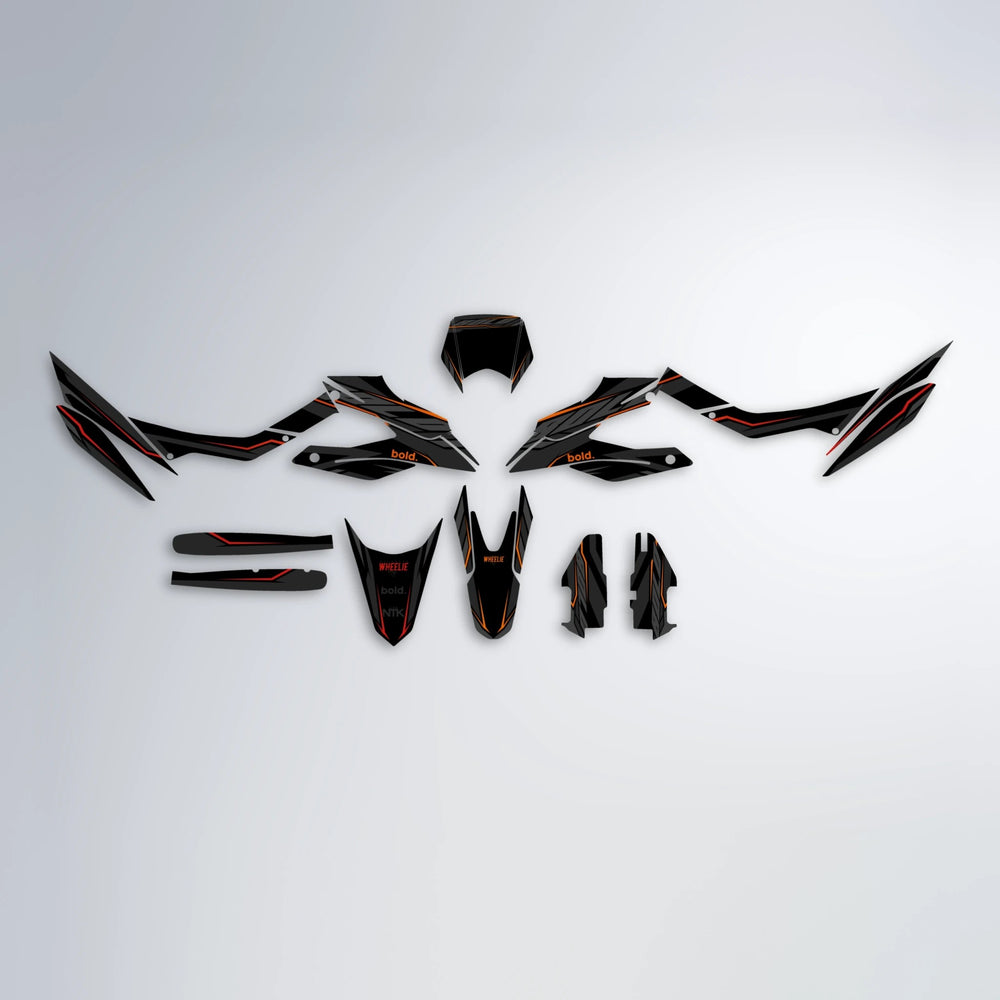 DRIFT Aprilia SX 125 graphics kit parts layout in Red & Orange