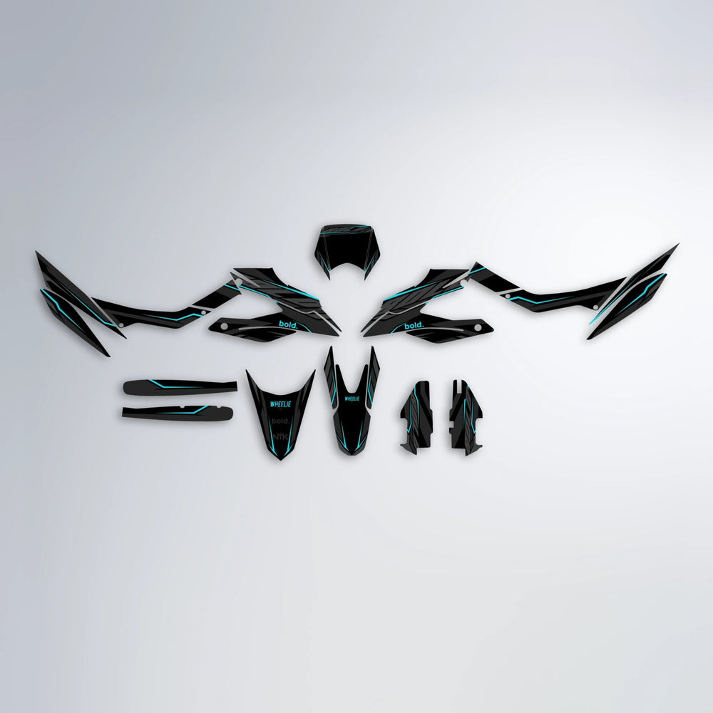 DRIFT Aprilia SX 125 graphics kit parts layout in Teal