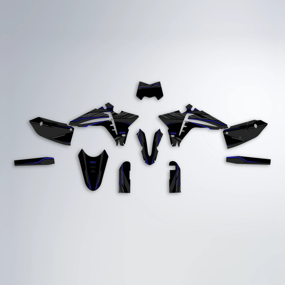 DRIFT Fantic graphics kit parts layout in Blue