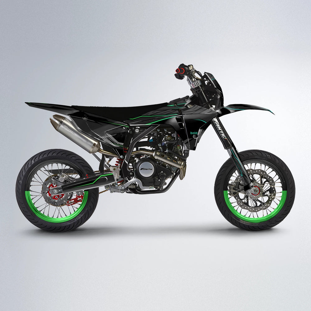 DRIFT Fantic supermoto graphics kit in Cyan & Green