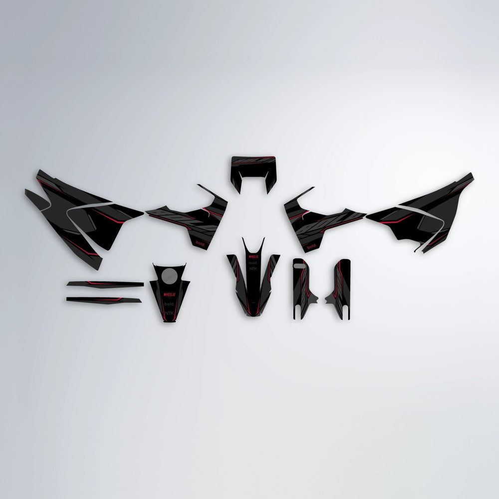 DRIFT Husqvarna 701 graphics kit parts layout in Black & Red