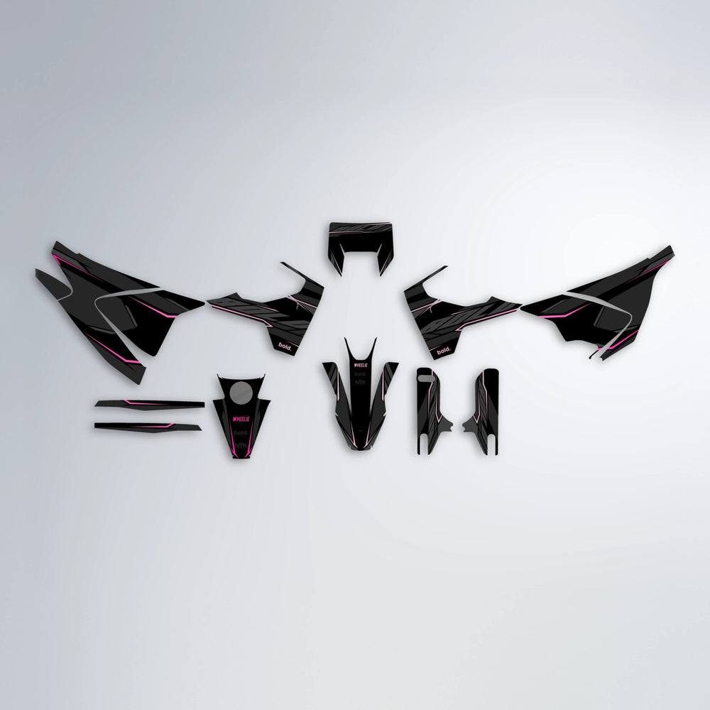 DRIFT Husqvarna 701 graphics kit parts layout in Flamingo