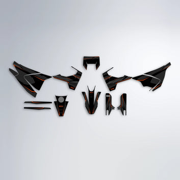 DRIFT Husqvarna 701 graphics kit parts layout in Orange