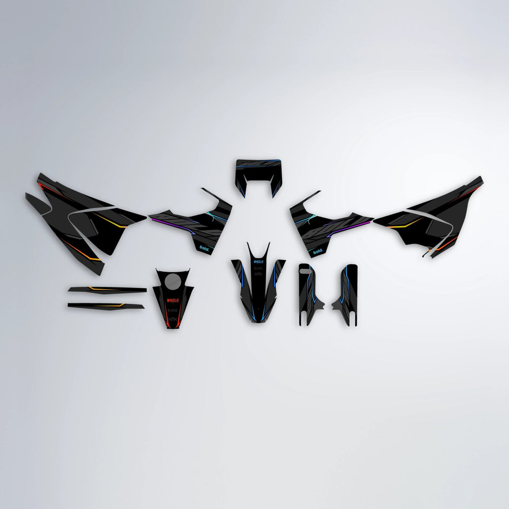DRIFT Husqvarna 701 graphics kit parts layout in Sunset Fade