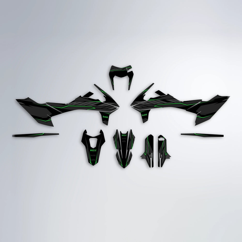 DRIFT KTM SMC 690 graphics kit parts layout in Green