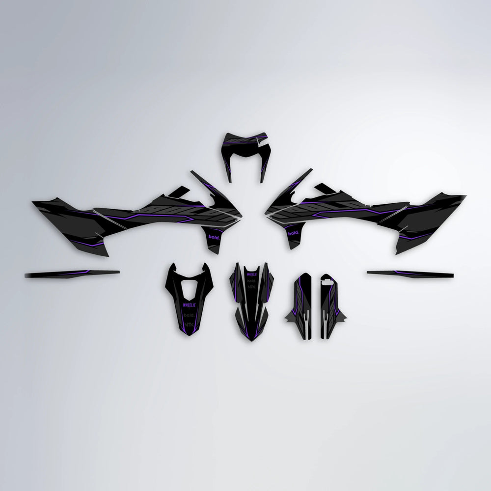 DRIFT KTM SMC 690 graphics kit parts layout in Purple