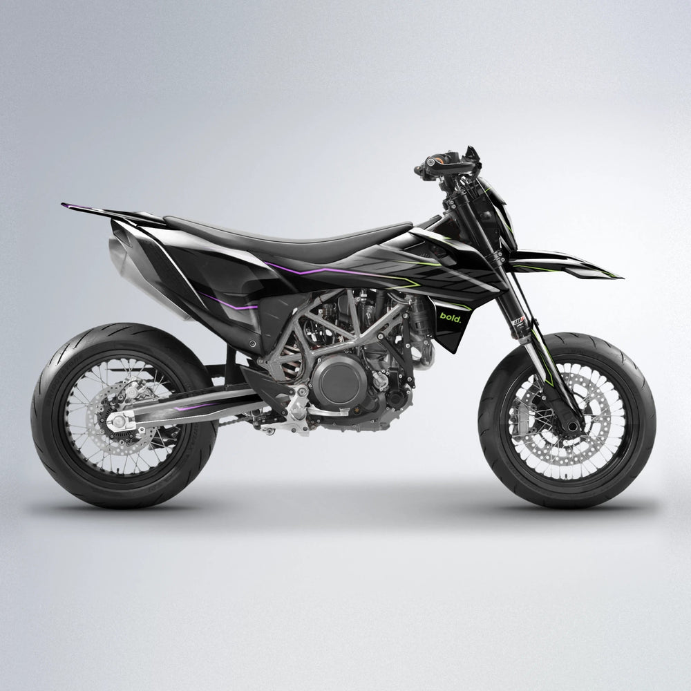 DRIFT KTM SMC 690 supermoto graphics kit in Purple & Yellow