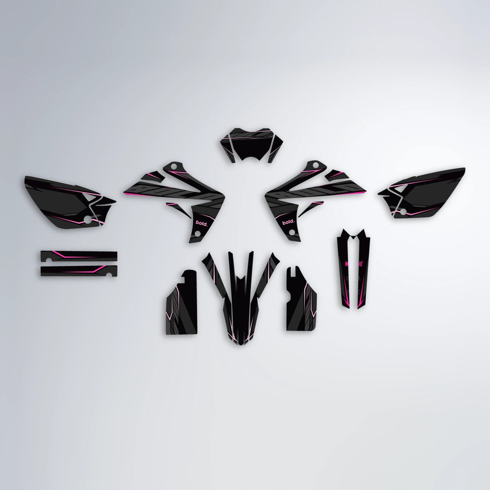 DRIFT Rieju MRT graphics kit parts layout in Flamingo