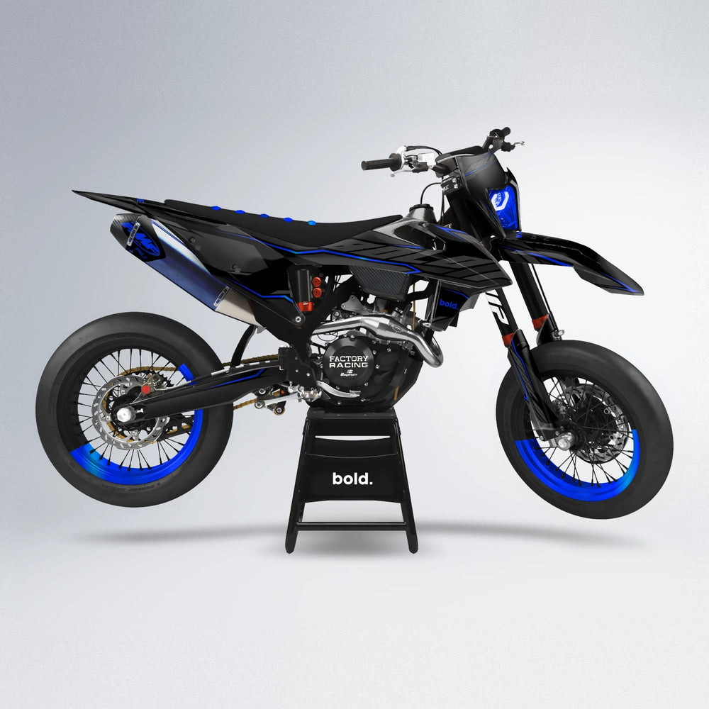 DRIFT supermoto graphics kit in Blue Chrome