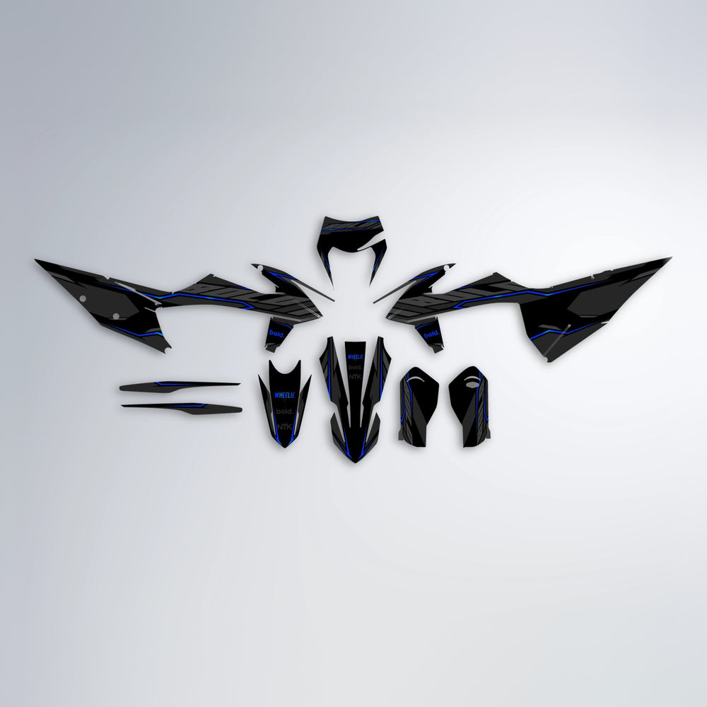 DRIFT graphics kit parts layout in Blue Chrome
