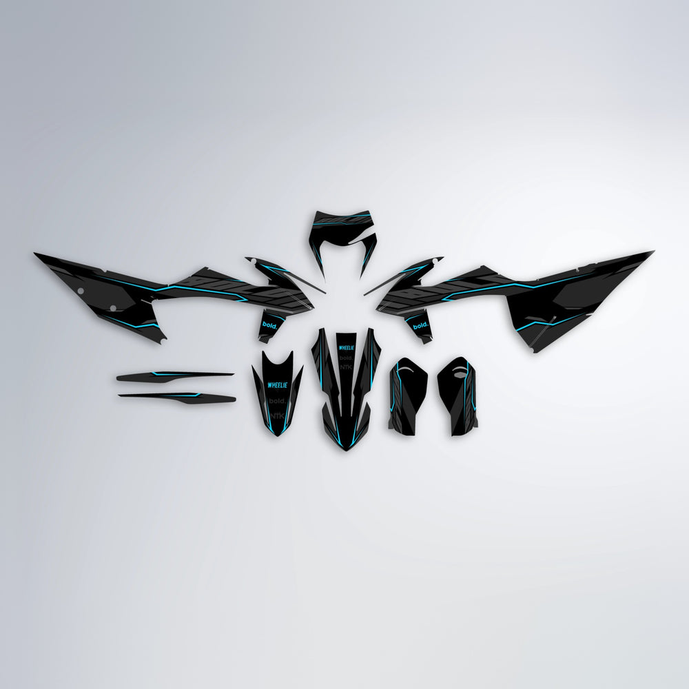 DRIFT graphics kit parts layout in Blue