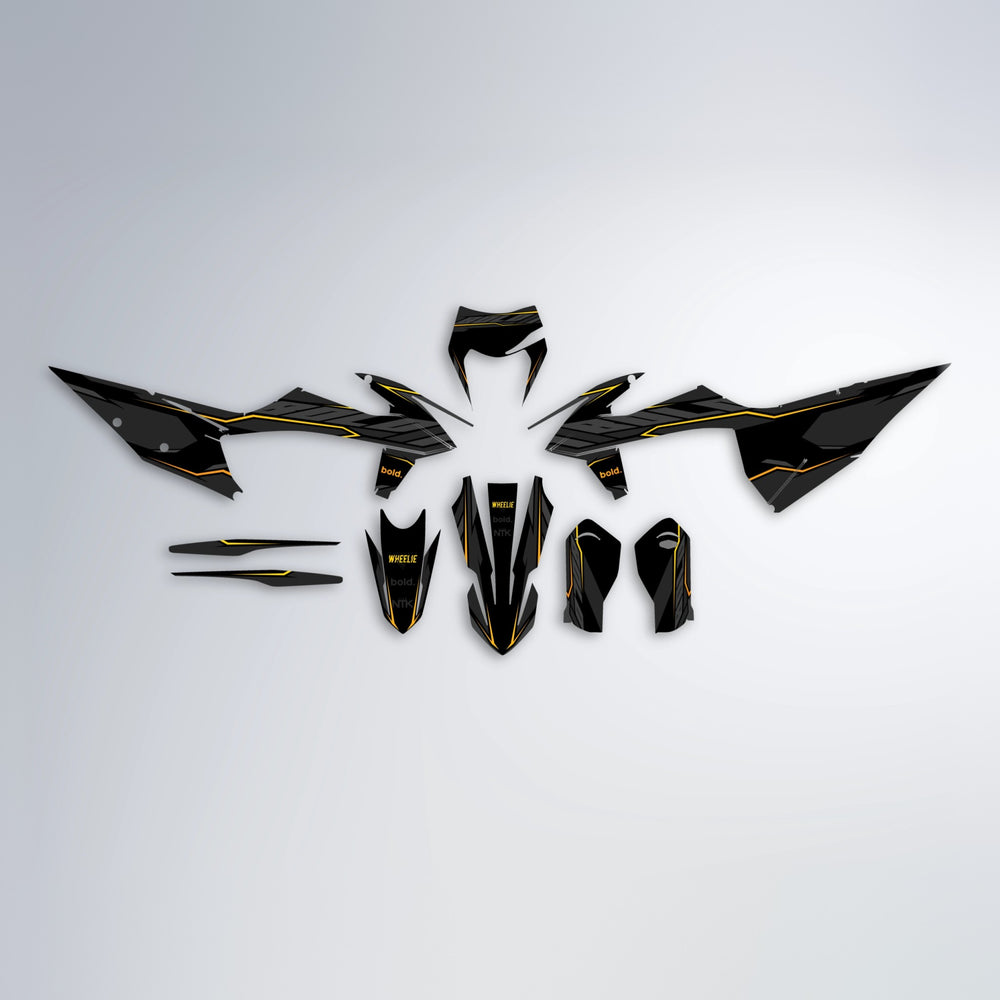DRIFT graphics kit parts layout in Orange & Yellow