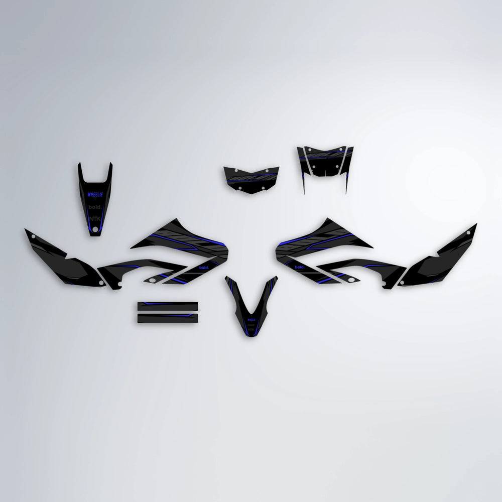 DRIFT Yamaha WR 125X graphics kit parts layout in Blue