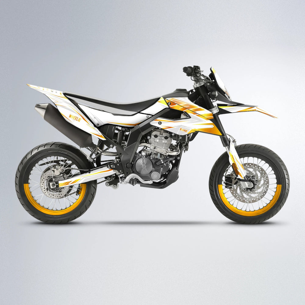 EKKE Aprilia SX 125 supermoto graphics kit in Orange & Yellow