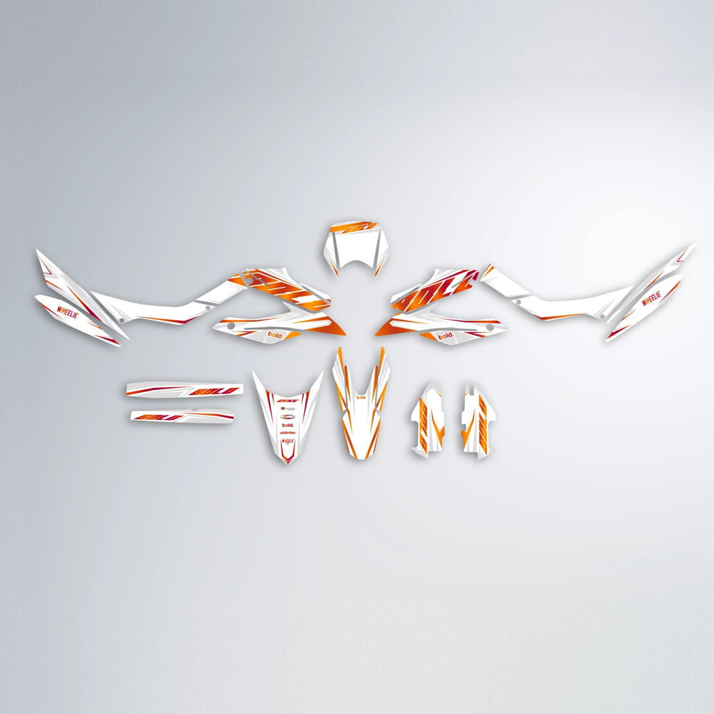 EKKE Aprilia SX 125 graphics kit parts layout in Red & Orange