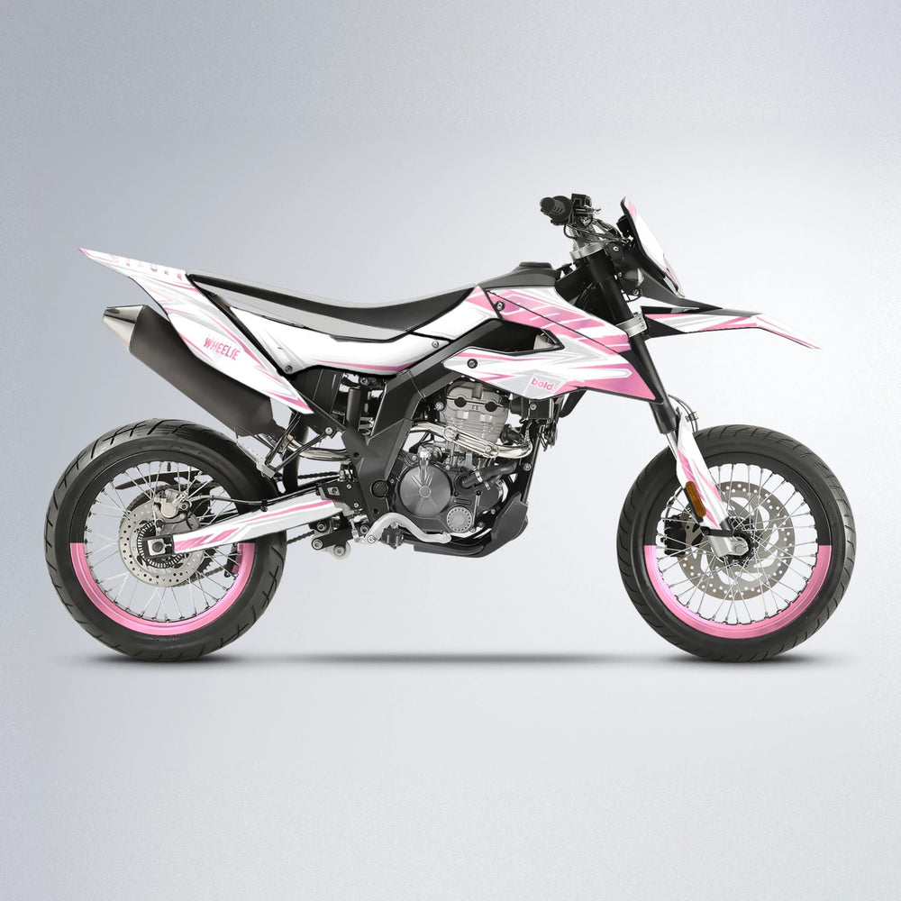 EKKE Aprilia SX 125 supermoto graphics kit in Sakura Pink