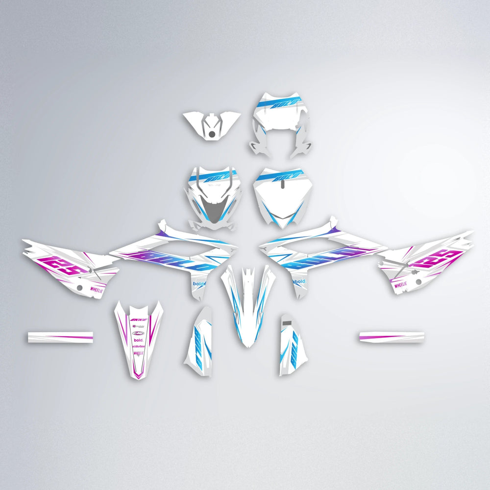 EKKE Beta graphics kit parts layout in Pink & Light Blue