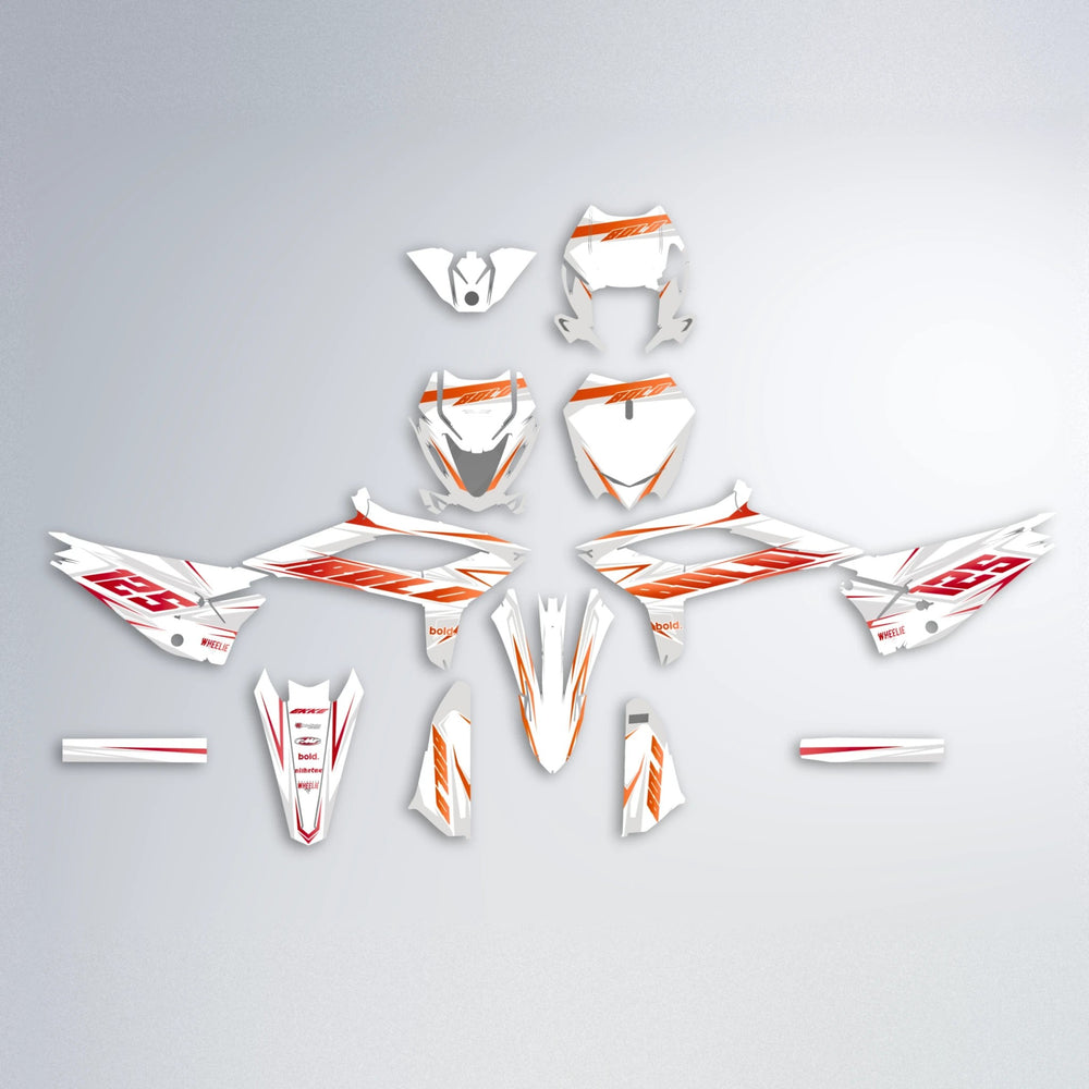 EKKE Beta graphics kit parts layout in Red & Orange