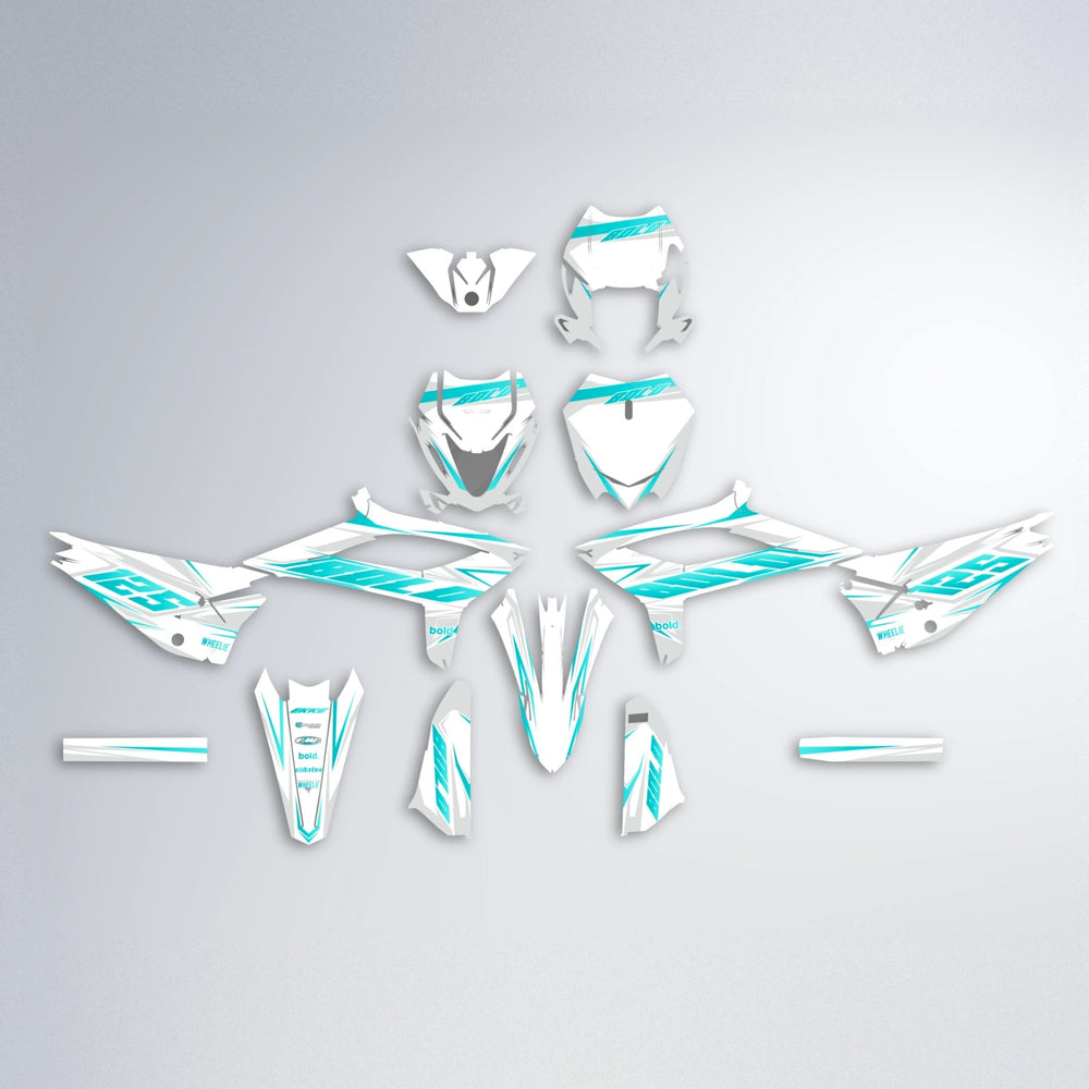 EKKE Beta graphics kit parts layout in Teal