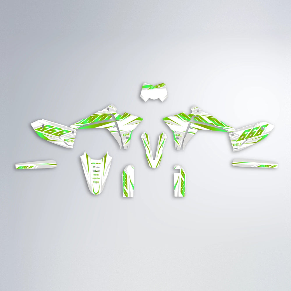 EKKE Fantic graphics kit parts layout in Green