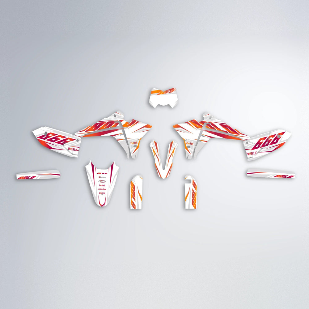EKKE Fantic graphics kit parts layout in Red & Orange