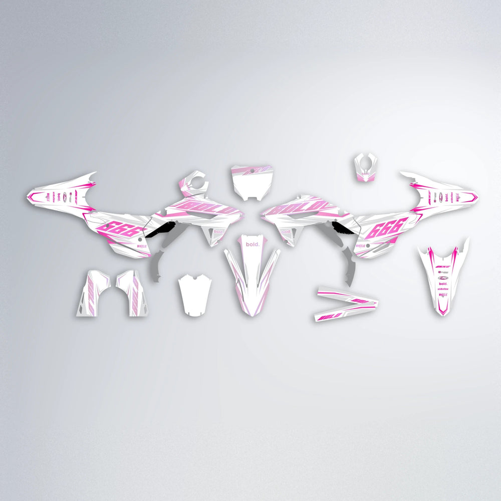 EKKE Honda graphics kit parts layout in Flamingo