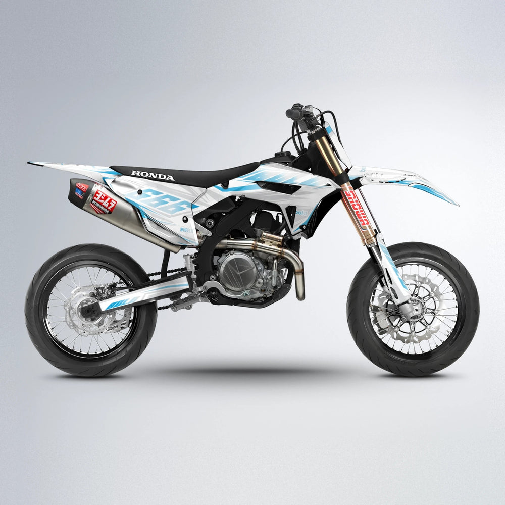EKKE Honda supermoto graphics kit in Light Blue & White